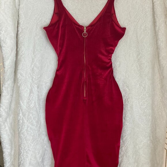 M Pinup Girl Yahaira Shapewear Faja Red Velvet Bodycon Compression Pencil Dress - Picture 2 of 8